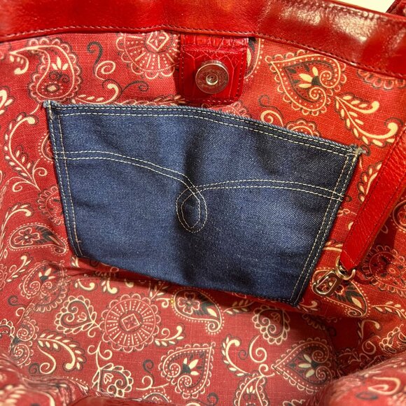 Brighton Wicker Leather Purse Red Hearts Applique Shoulder Handbag Handled Tote - Picture 11 of 16